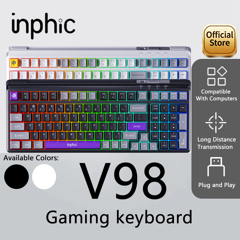 Gaming Keyboard No Noise - Clavier de jeu filaire INPHIC V98