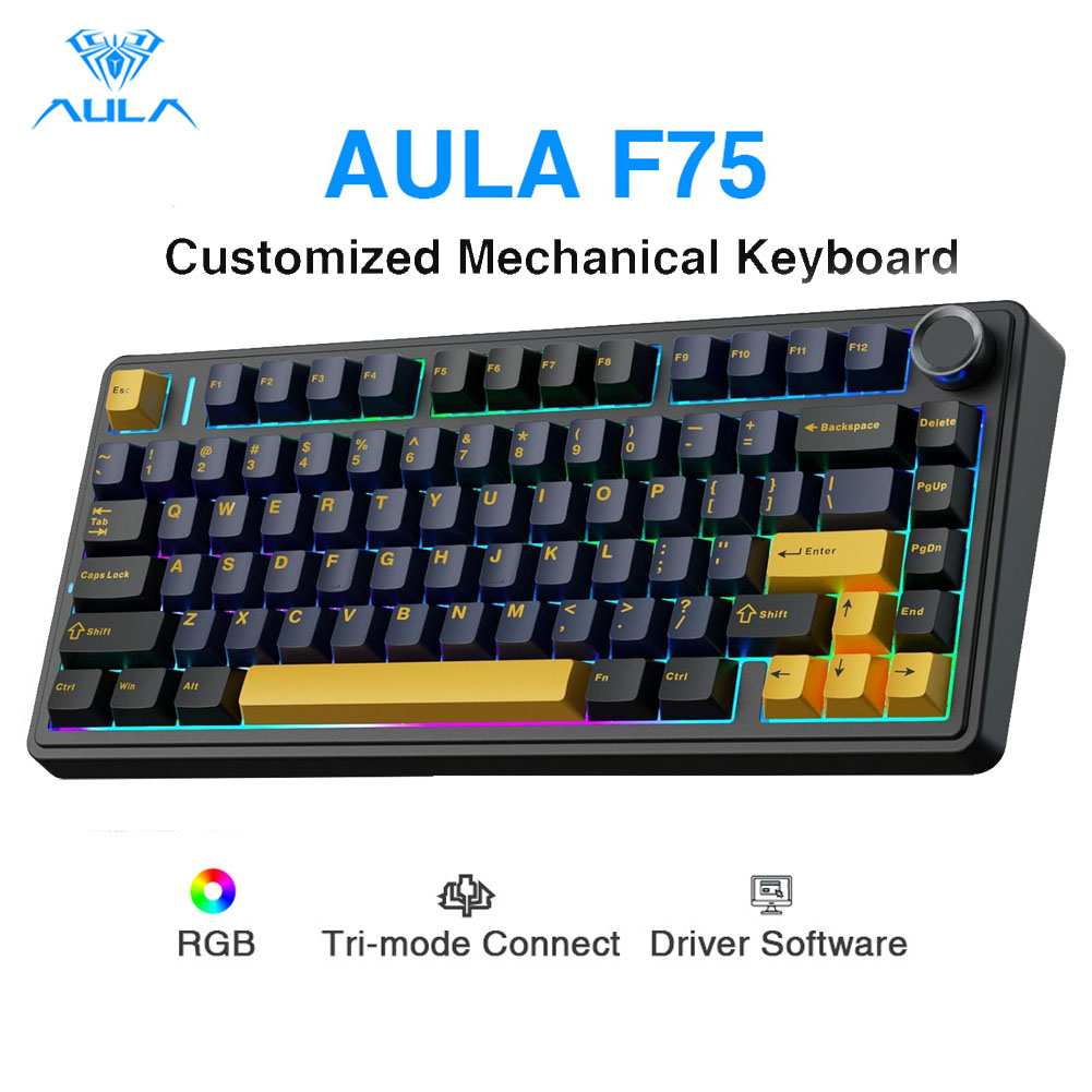 Gaming Keyboard No Number Pad - Clavier mécanique Aula F75, touches entièrement
