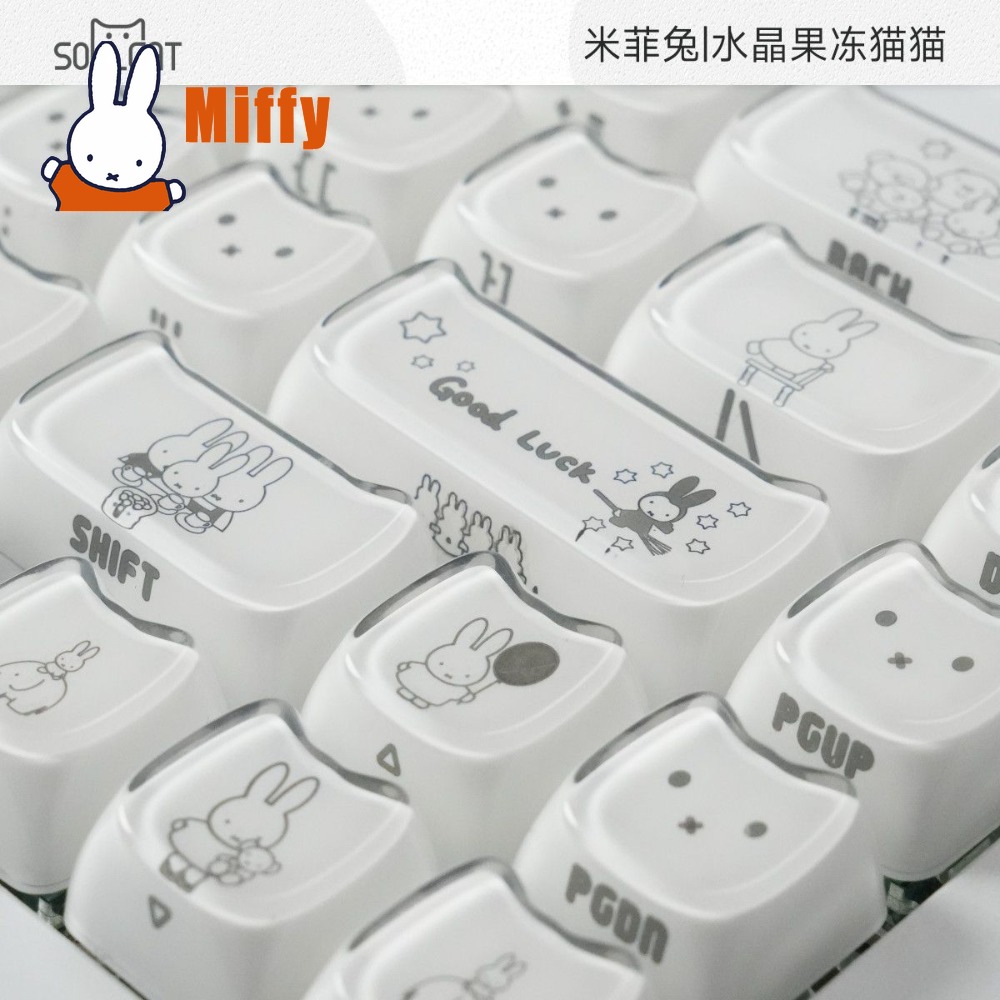 Gaming Keyboard He - Capuchons de touches Kawaii Miffy, lapin