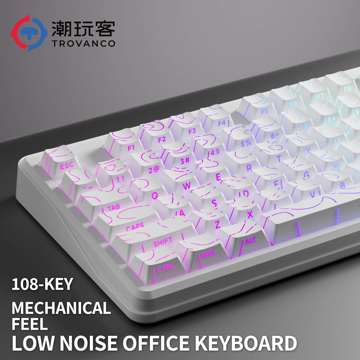 Gaming Keyboard No Noise - Clavier filaire et sans fil V108