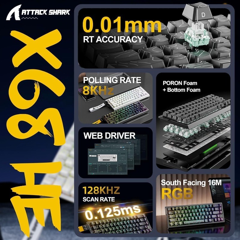 Clavier ATTACK SHARK X68 HE 80 - Keyboard Gaming Mac avis et prix