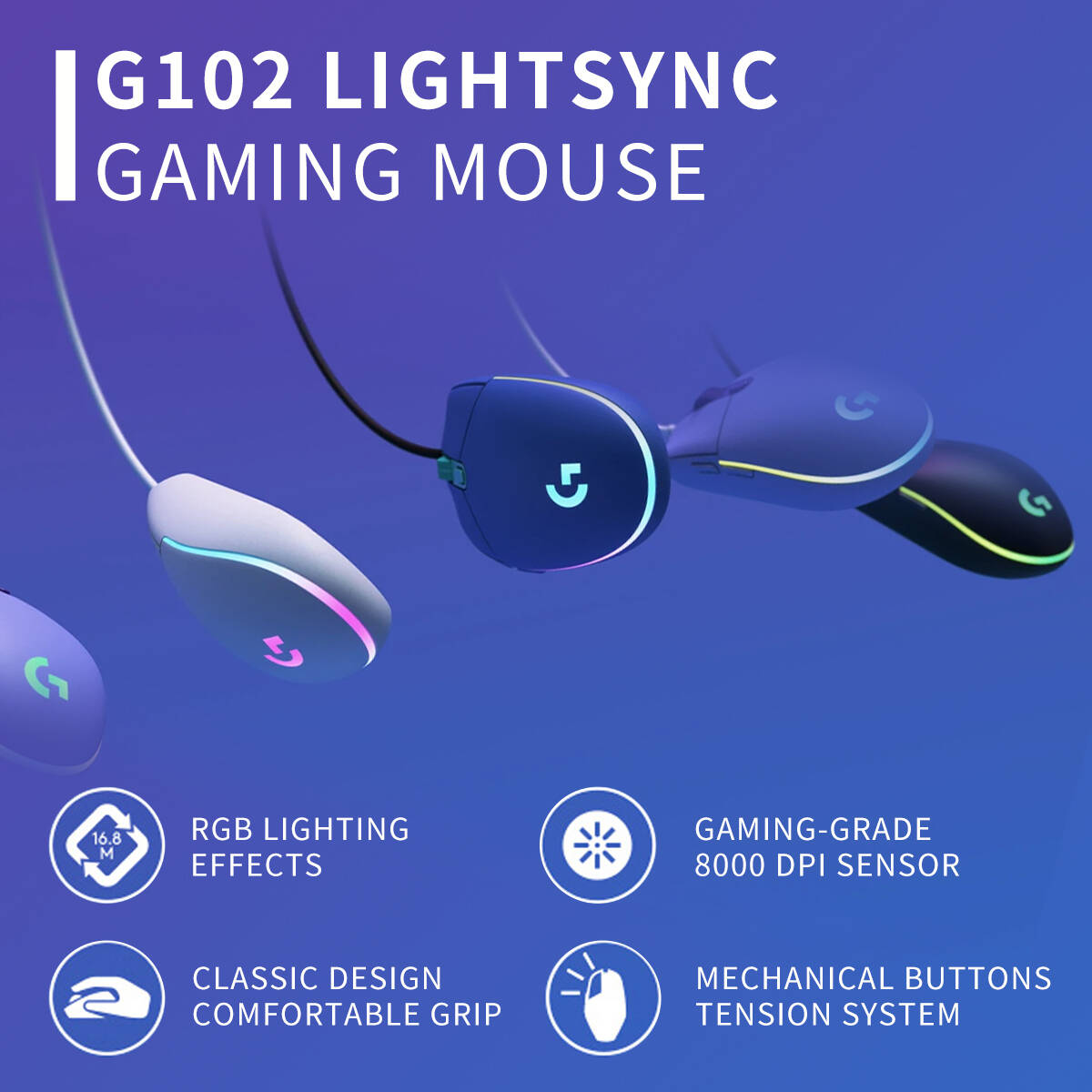 Souris Logitech G203, filaire  - Logitech Mouse G203 avis et prix