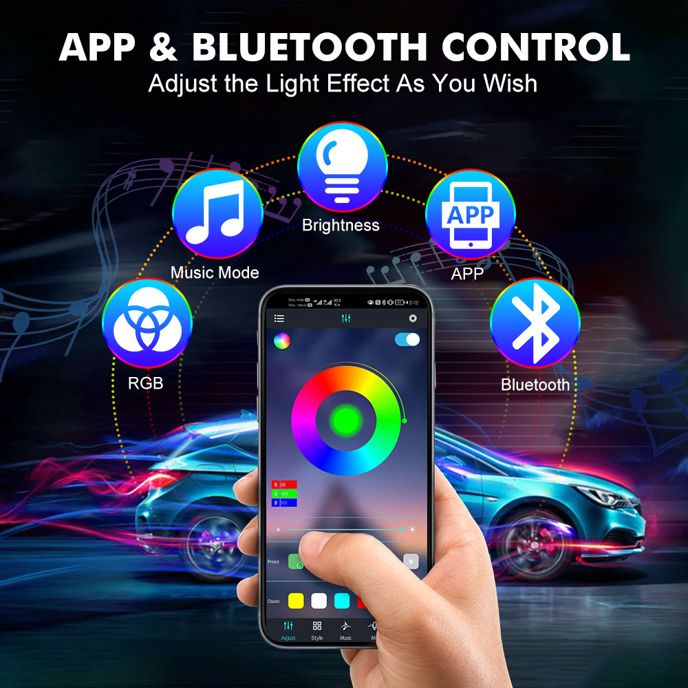 Néon LED intérieur voiture lum - Rgb Underglow Strip avis et prix