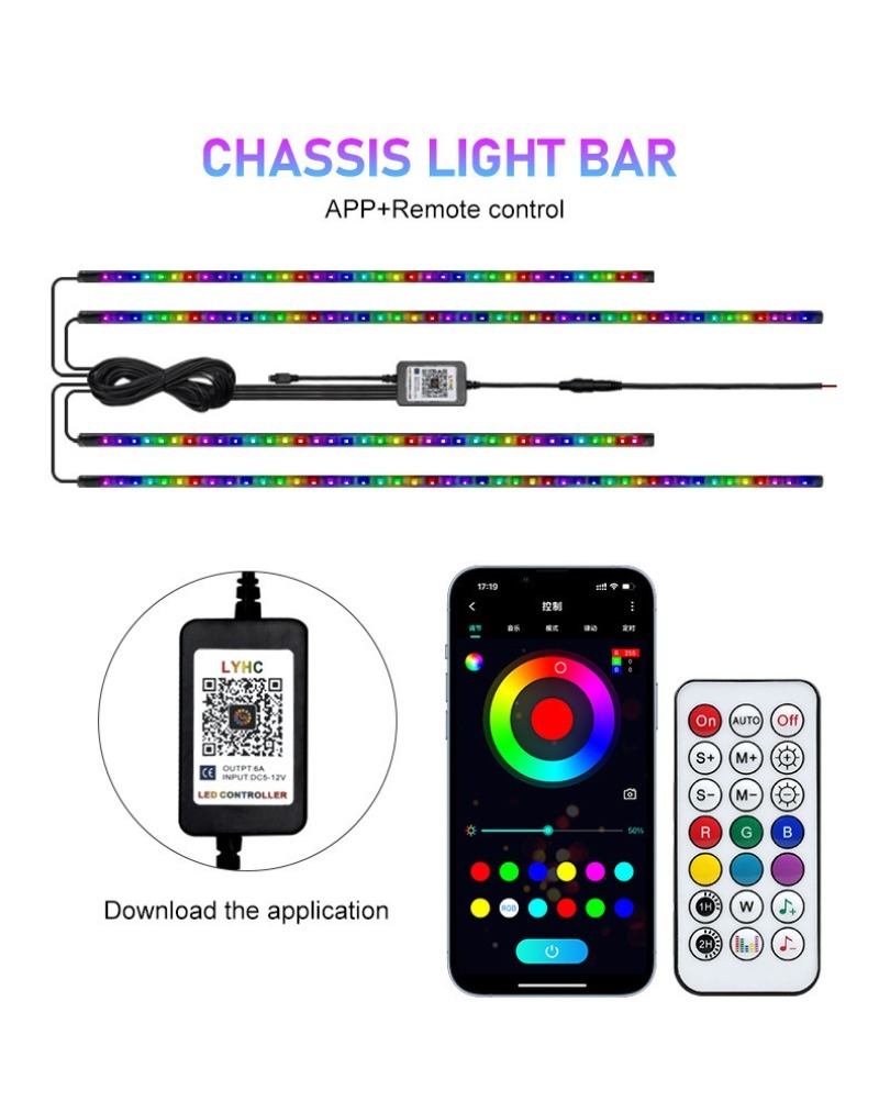 Bande lumineuse LED 4 en 1 pou - Rgb Underglow Strip avis et prix